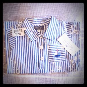 Sail boat stripe romper with boat NWT